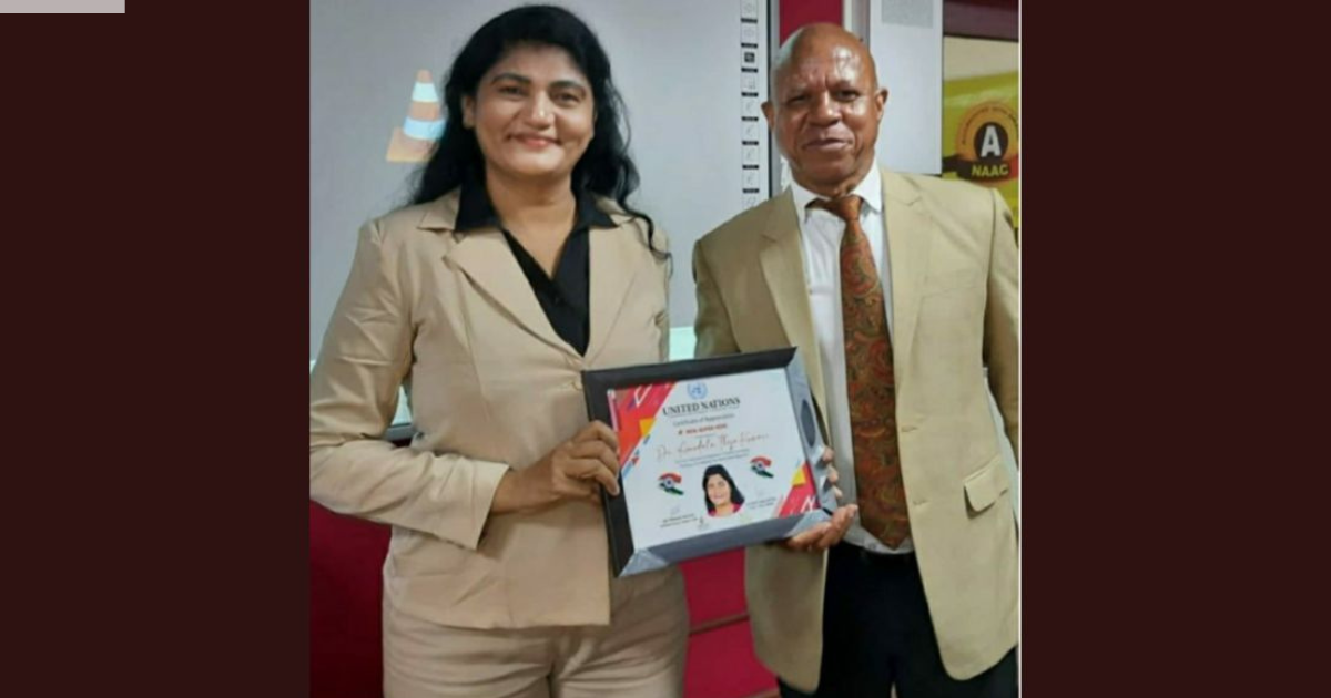 Thejo Kumari receives the Real Super Hero Award by the United Nations on Humanitarian Day